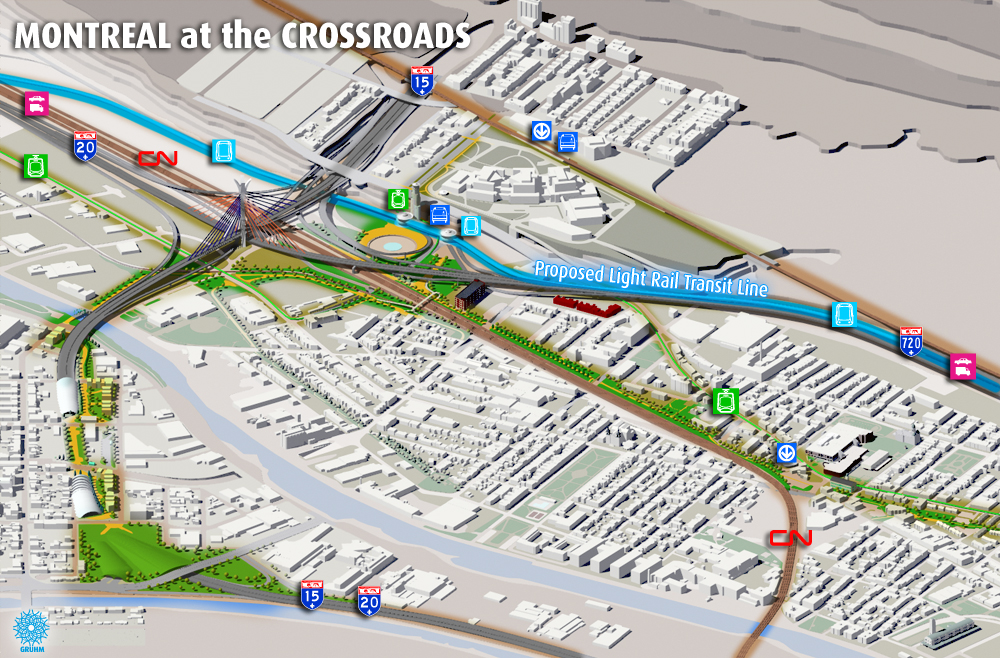 TURCOT2012_Proposed-Light-Rail-Transit-Line - Maquette de ville - City model - interactive model - Virtual model - Virtual city model